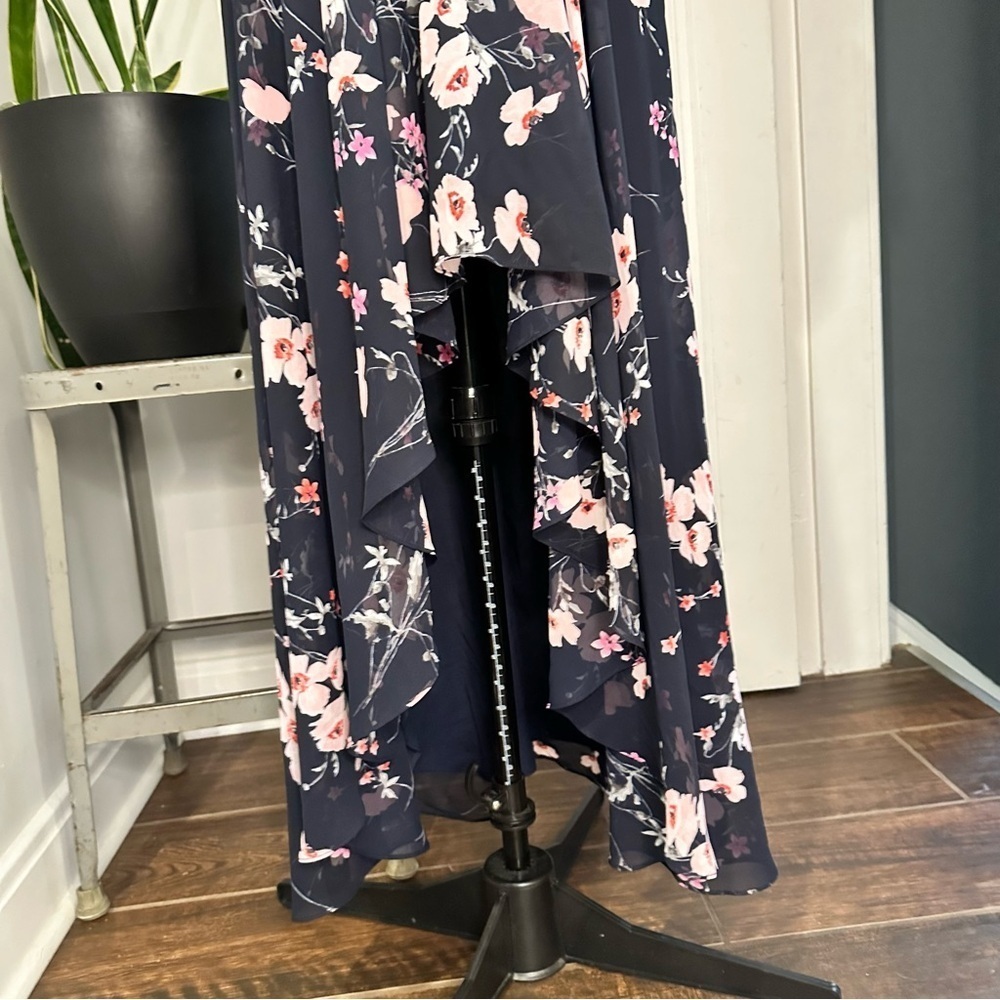 Eliza J Floral High/Low Faux Wrap Chiffon Dress size 4 - Picture 4 of 16